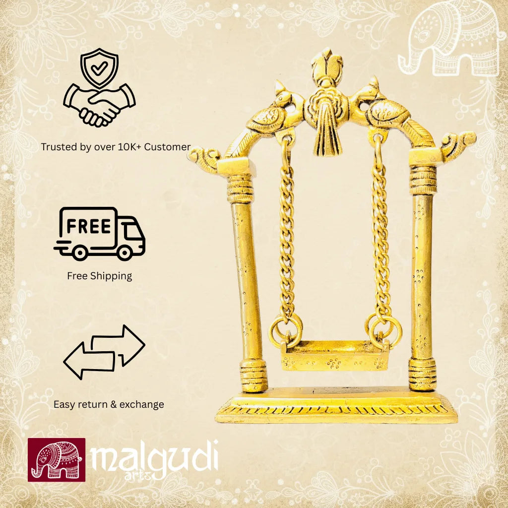 Brass swing set with bala krishna deity