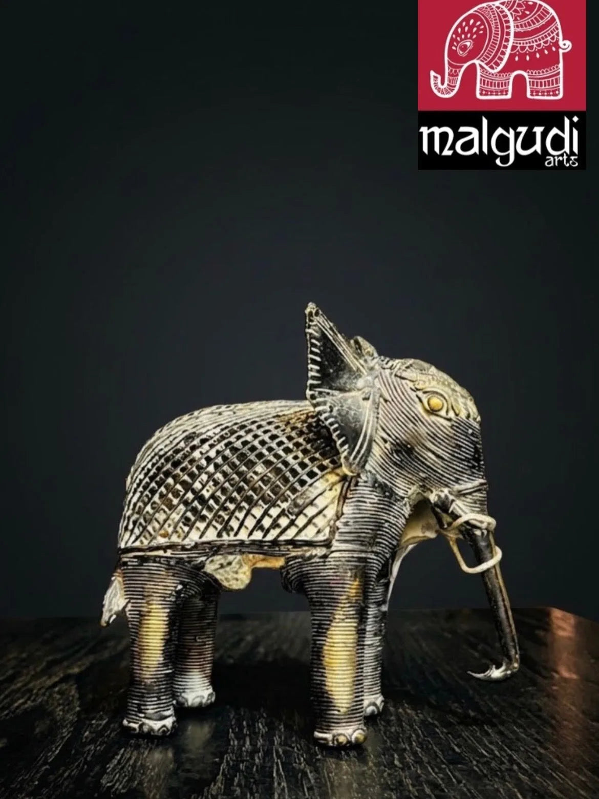 Handmade Dhokra Art Brass Elephant in Black