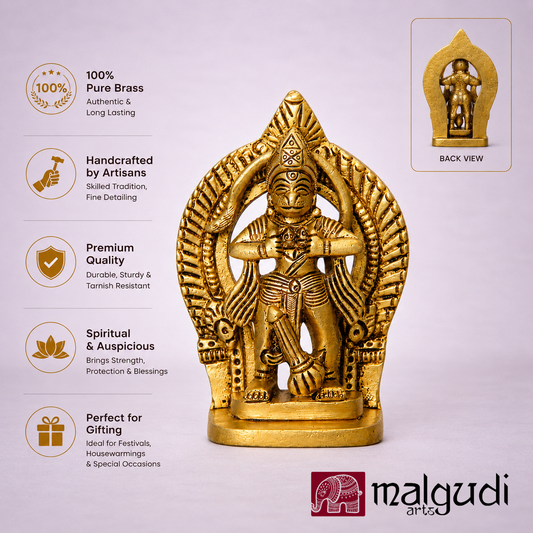 Hanuman Brass Idol from the Ramayana for Pooja and Home by MalgudiArts (view 2)