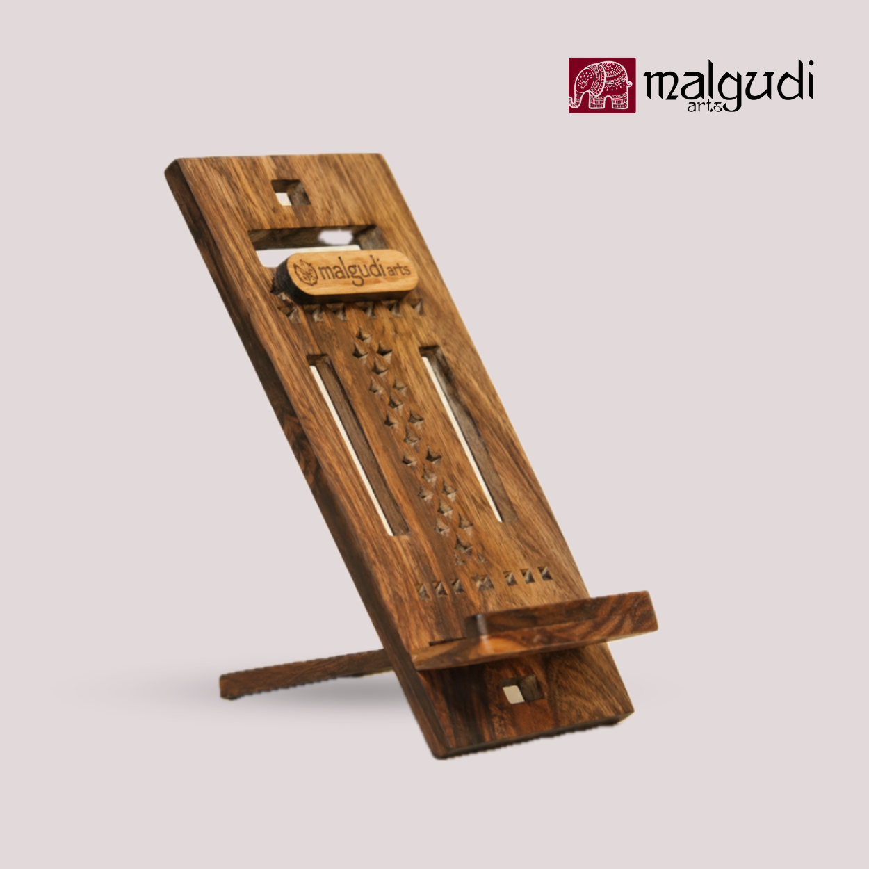 Malgudi Arts phone stand, wooden craft, easy assemble