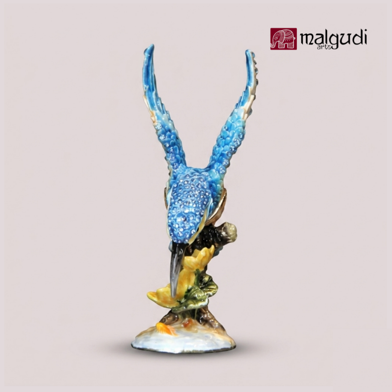 Blue Kingfisher Hand Painted Enamel Trinket Box by MalgudiArts (view 5)