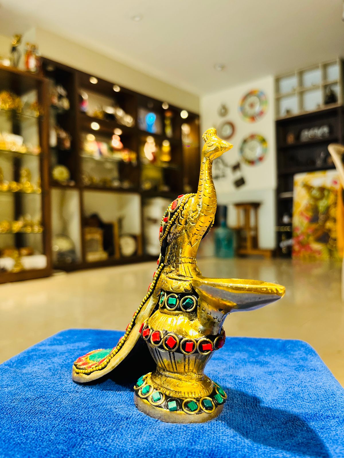 Brass Stonework Peacock
