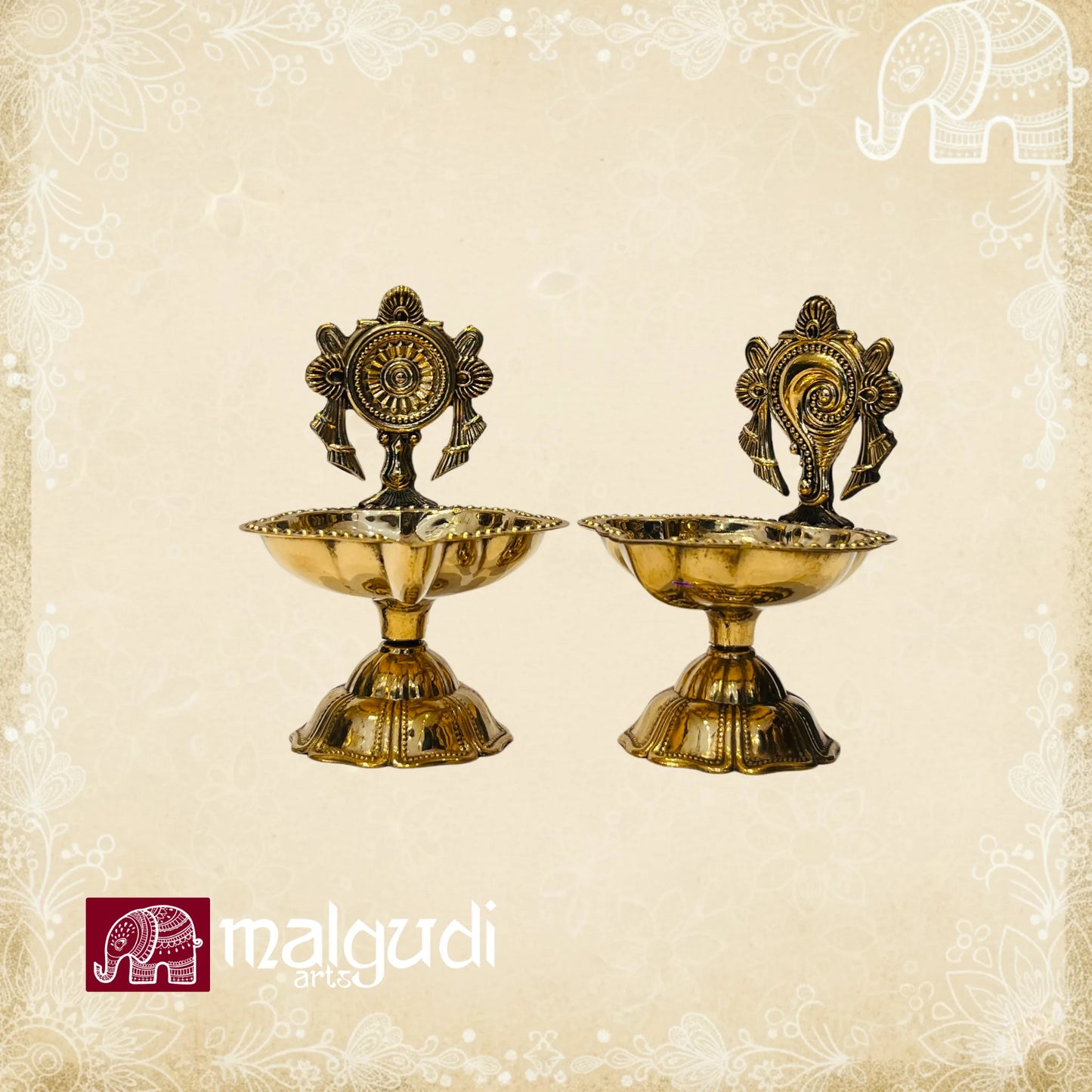 Shanq Chakra Diyas, Pooja Diyas, 100% brass