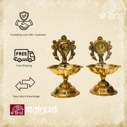 Shanq Chakra Diyas, Pooja Diyas, 100% brass