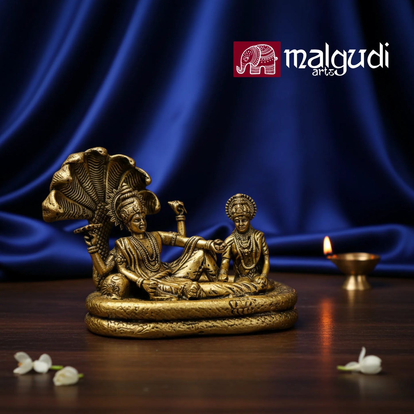Lord Vishnu with Lakshmi Rest Upon Shesha Naag Brass Statue Religious Strength Sculpture Idol