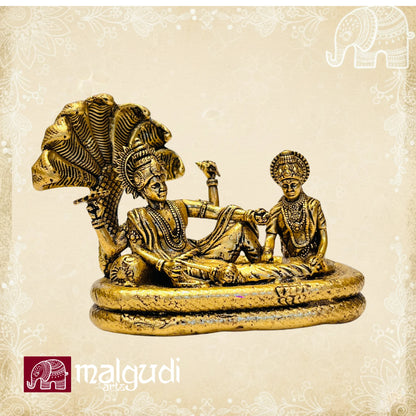 Lord Vishnu with Lakshmi Rest Upon Shesha Naag Brass Statue Religious Strength Sculpture Idol