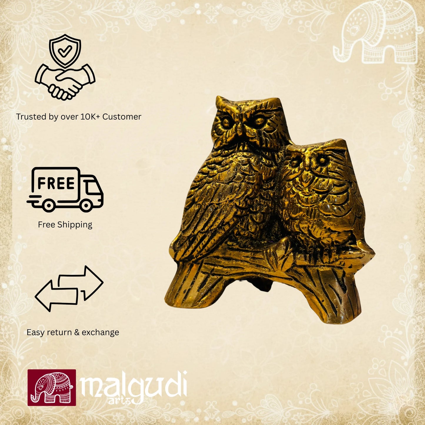 Pair of Owl, 100% Bronze, perfect for gifting