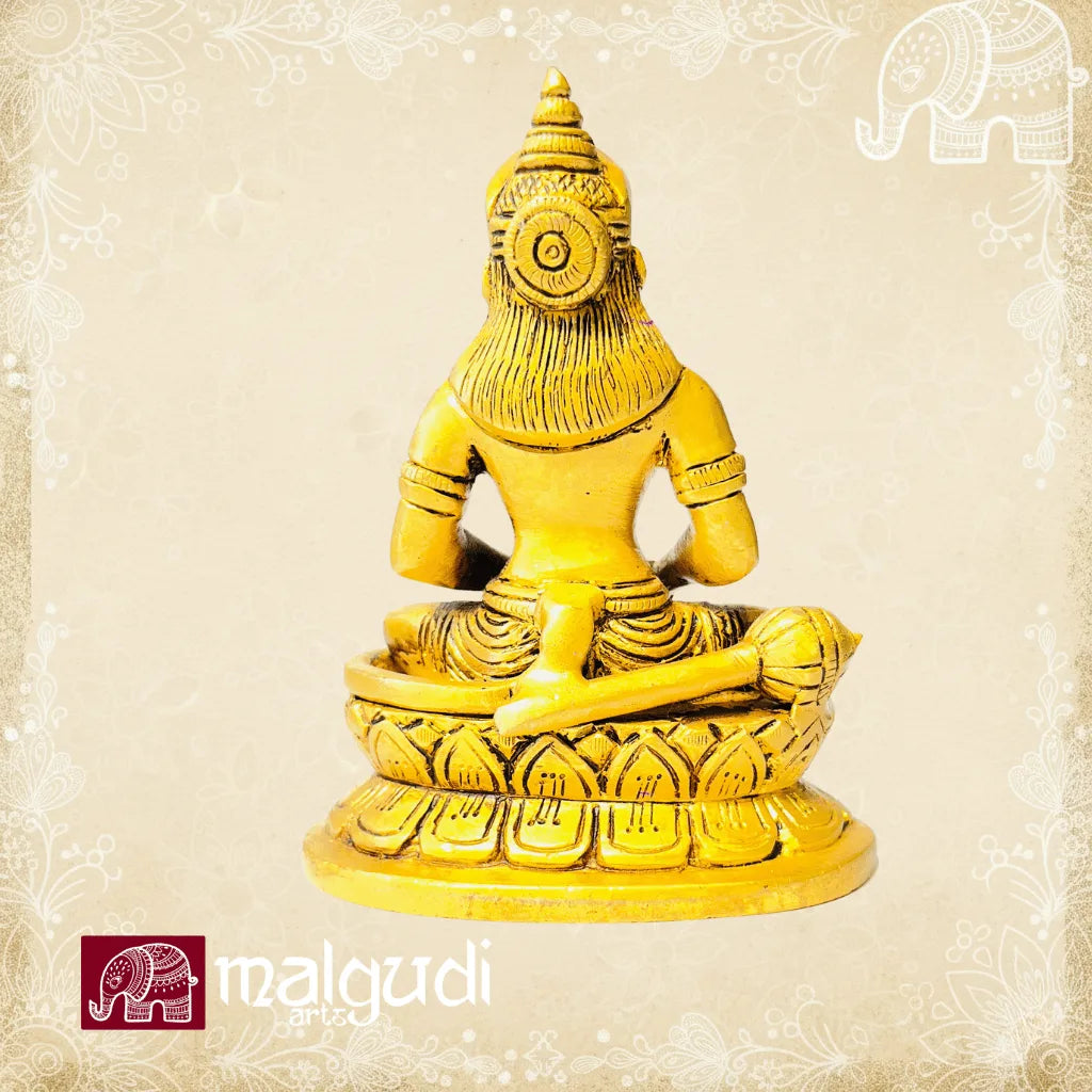 Brass Hanuman in meditative pose, 100% Brass