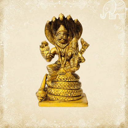 Brass Lakshmi Narasimha statue on Adishesha, 100% Brass