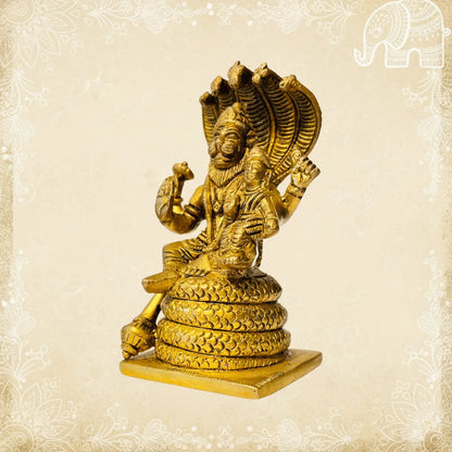 Brass Lakshmi Narasimha statue on Adishesha, 100% Brass
