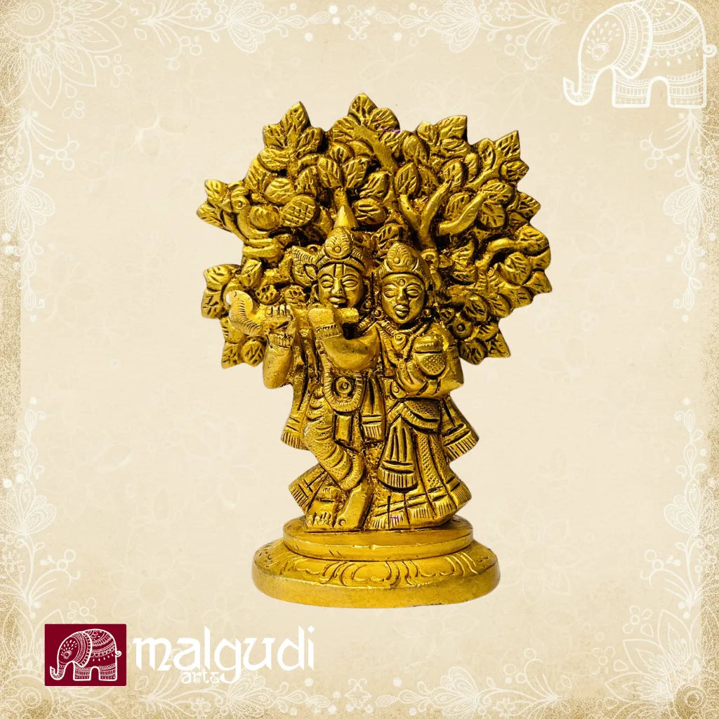 Radha and Krishna under the tree, deity in brass