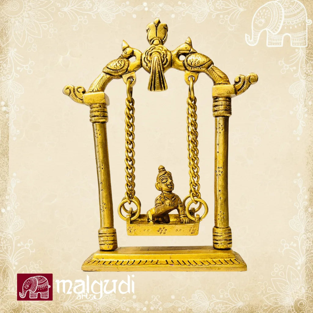 Brass swing set with bala krishna deity