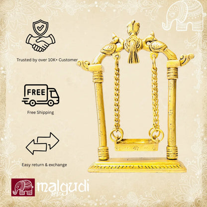 Brass swing set with bala krishna deity