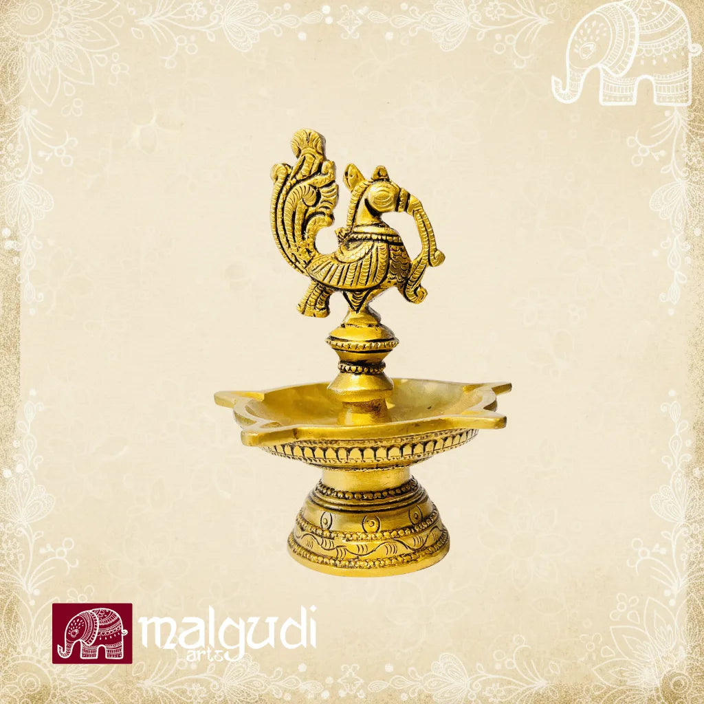 Brass deepam with Annapakshi design