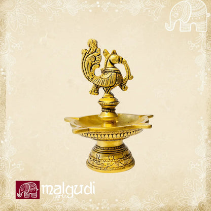 Brass deepam with Annapakshi design
