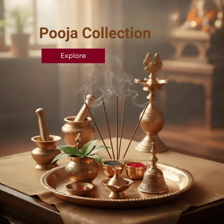 Pooja collection, made of brass and bronze