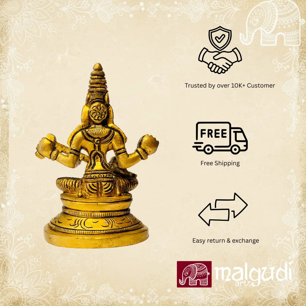 Brass statue of Saraswati playing veena
