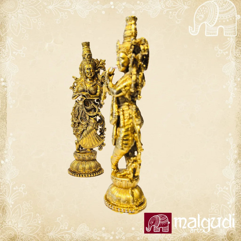 Radha Krishna statue, fine artistic details, 100% Brass