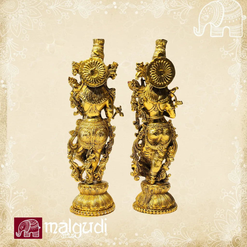 Radha Krishna statue, fine artistic details, 100% Brass