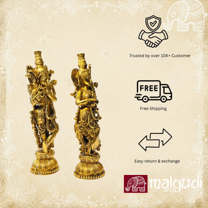 Radha Krishna statue, fine artistic details, 100% Brass
