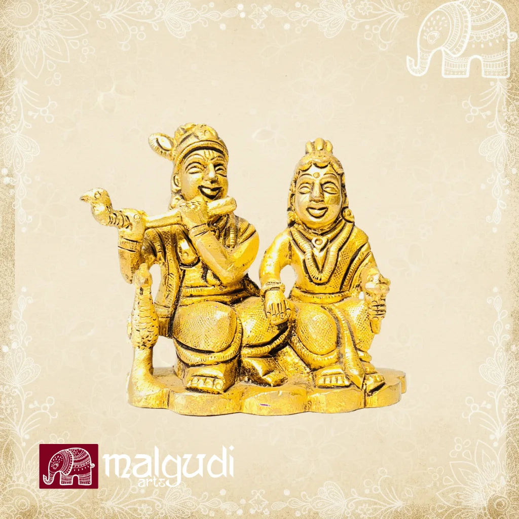 Krishna and Radha in brass elegance