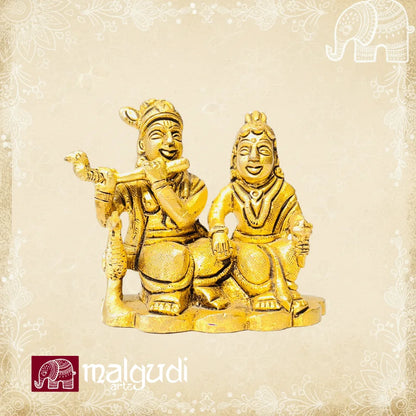 Krishna and Radha in brass elegance
