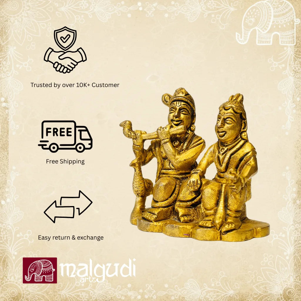 Krishna and Radha in brass elegance