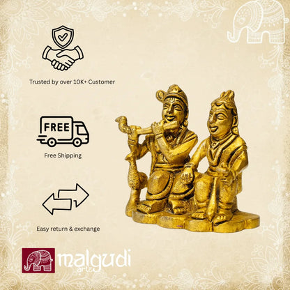 Krishna and Radha in brass elegance