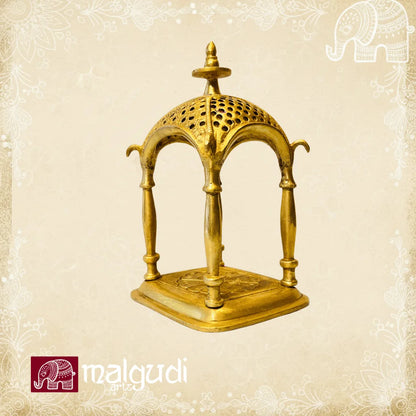Ornate brass temple mandap, pooja mandir small size