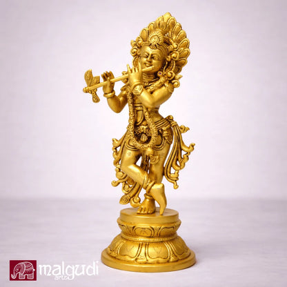 Lord Krishna in brass elegance