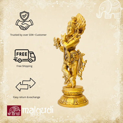 Lord Krishna in brass elegance