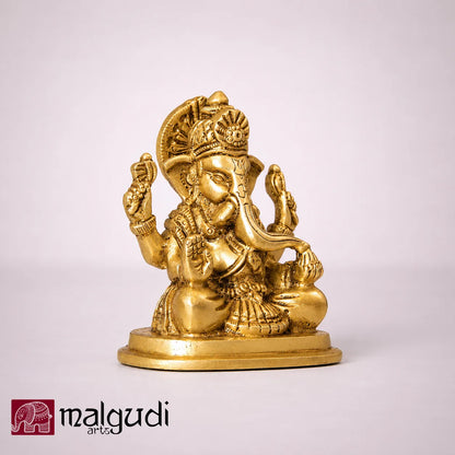 Brass Ganesha Murti for Pooja Room and Home Décor by MalgudiArts (view 2)