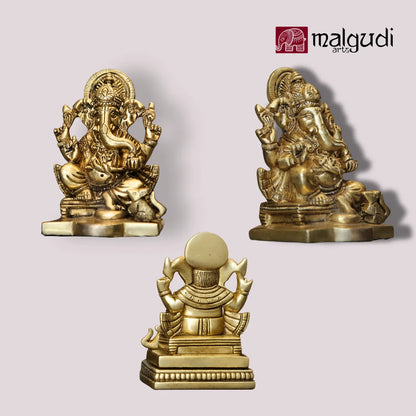 Lord Ganesha Brass Idol for Pooja Room and Home Décor by MalgudiArts (view 2)