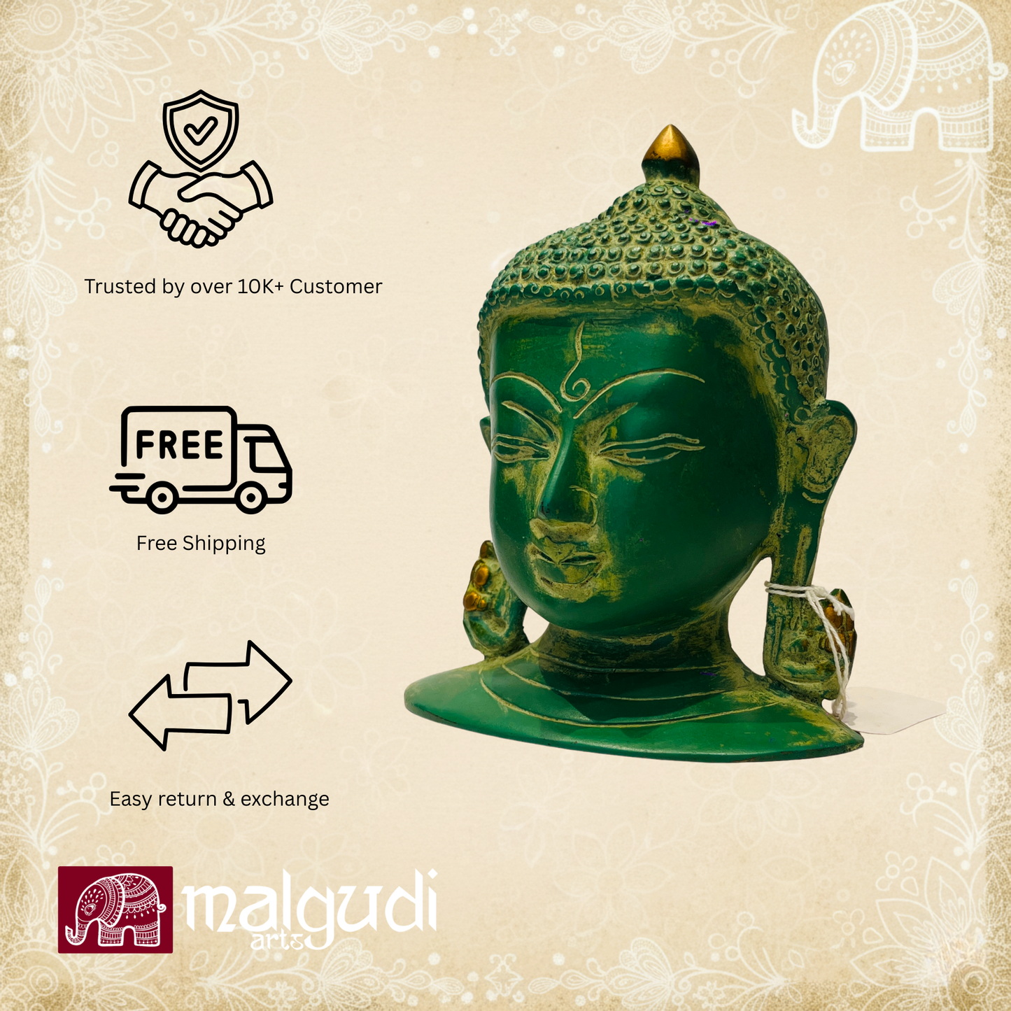 Buddha wall hanging for Gardens, 100% Brass