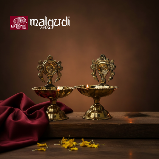 Shanq Chakra Diyas, Pooja Diyas, 100% brass