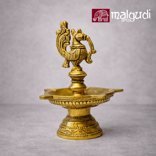 Brass deepam with Annapakshi design