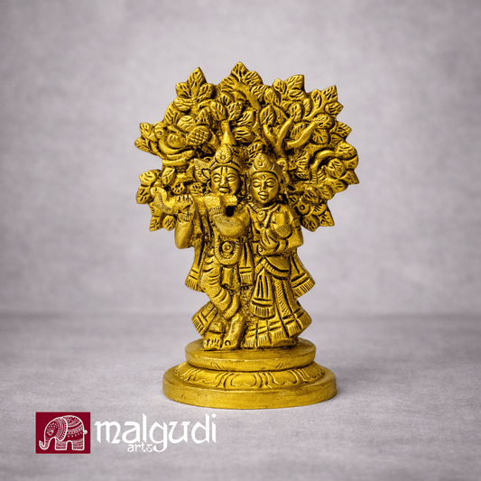 Radha and Krishna under the tree, deity in brass