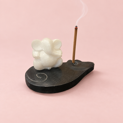 Dhoop stick stand, white marbel ganesh