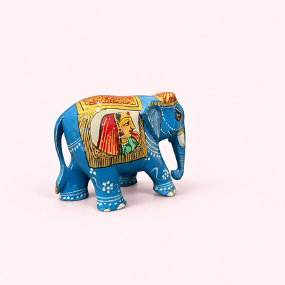 Hand-painted blue wooden Elephant, Jaipur Arts