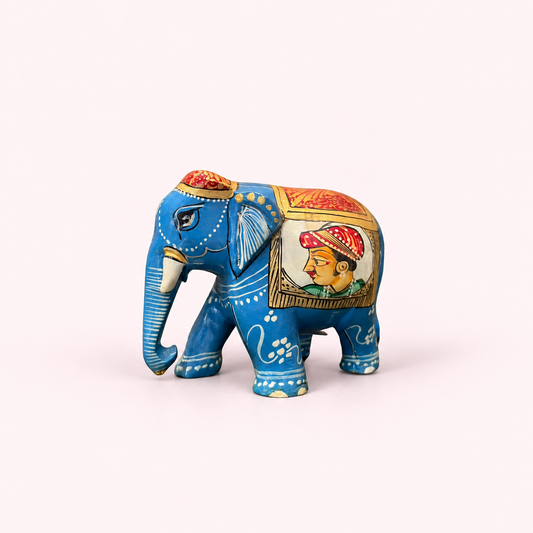 Hand-painted blue wooden Elephant, Jaipur Arts
