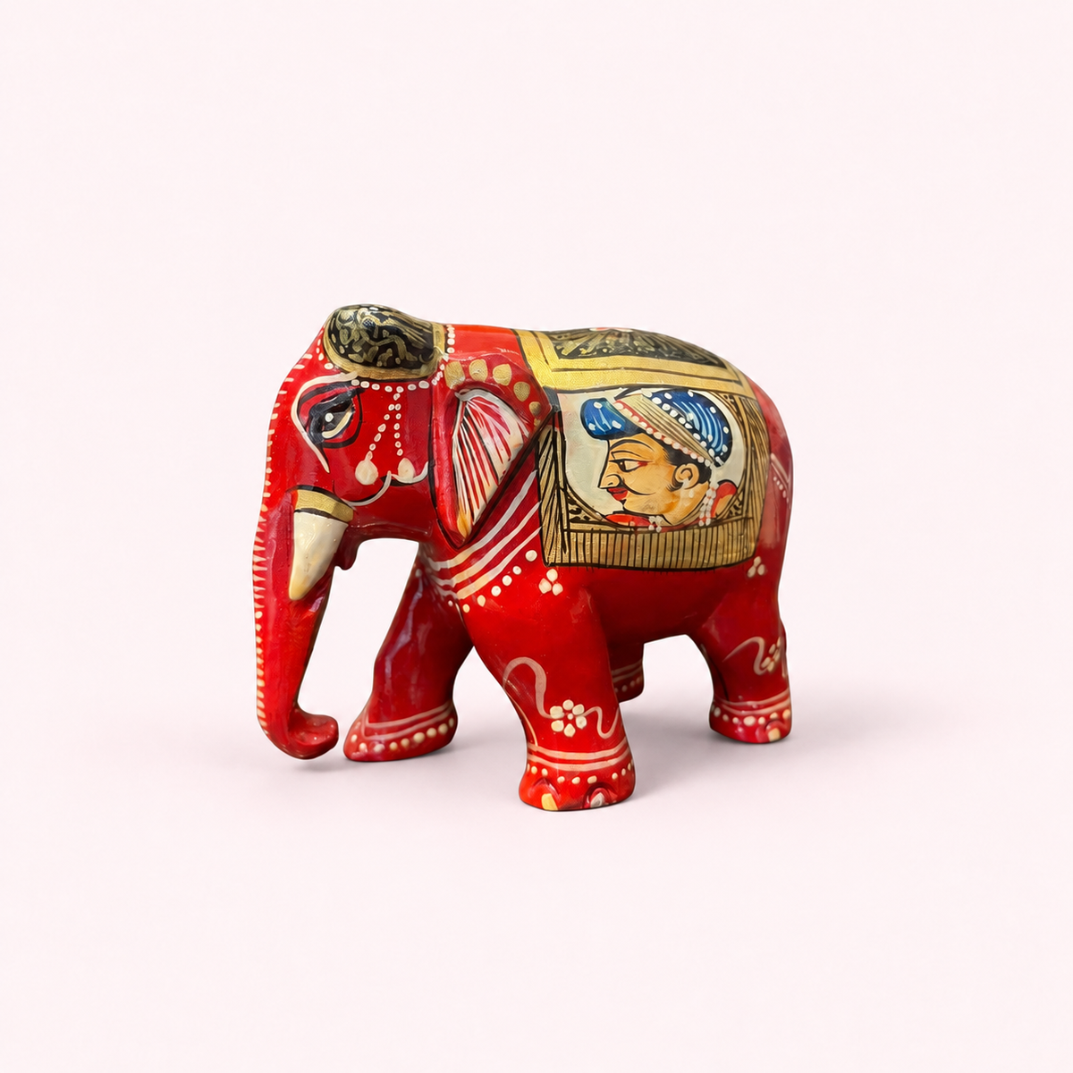 Hand-painted Red wooden Elephant, Jaipur Arts