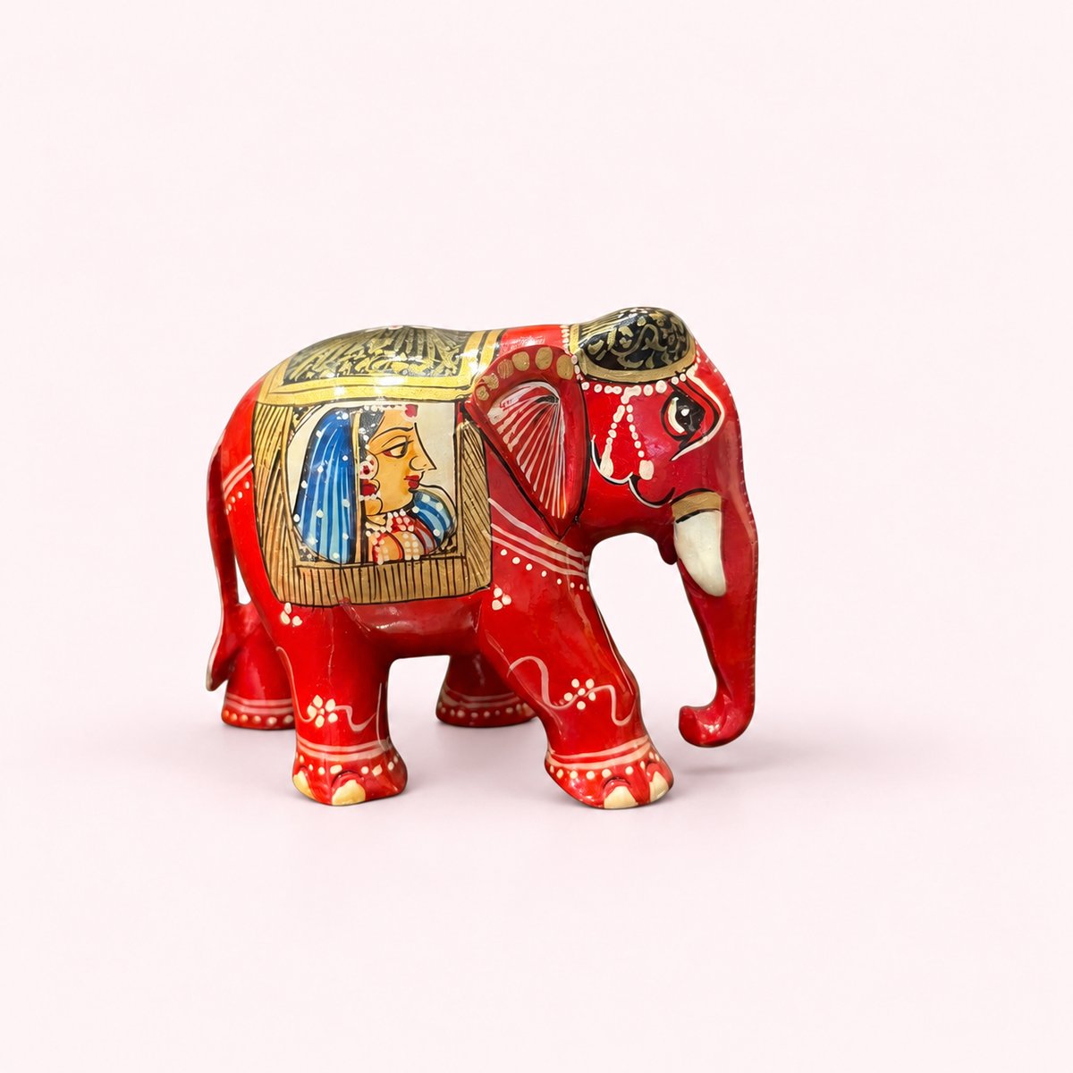 Hand-painted Red wooden Elephant, Jaipur Arts