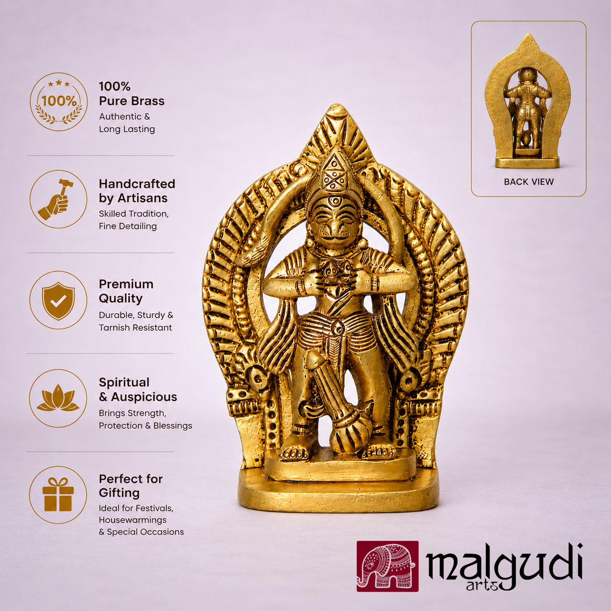 Hanuman Idol from epic Ramayana, brass for pooja and home