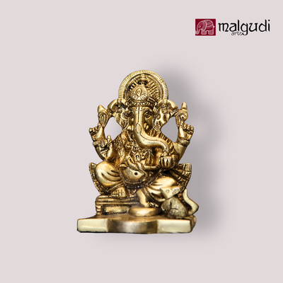 Lord Ganesha Brass Idol for Pooja Room and Home Décor by MalgudiArts