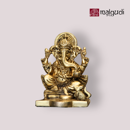 Lord Ganesha Brass Idol for Pooja Room and Home Décor by MalgudiArts