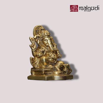 Lord Ganesha Brass Idol for Pooja Room and Home Décor by MalgudiArts (view 3)
