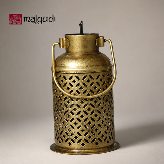 Brass Lantern with Grid Design by MalgudiArts (view 2)