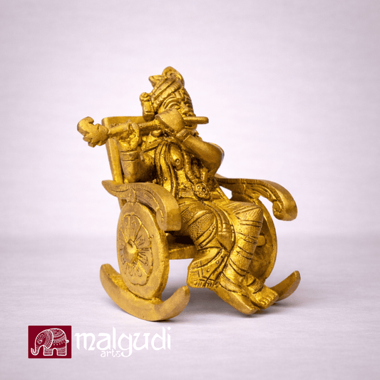 lord krishna in swing chair, brass statue