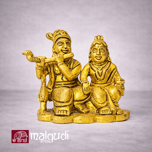 Krishna and Radha in brass elegance