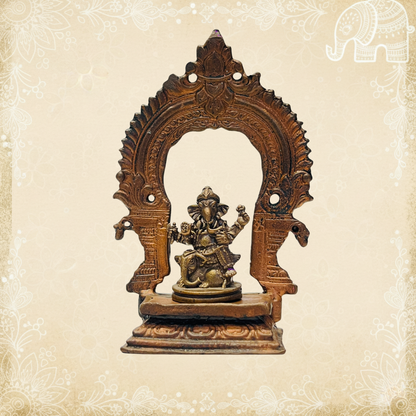 Antique Ganesh with mini mandir attached, 100% Copper